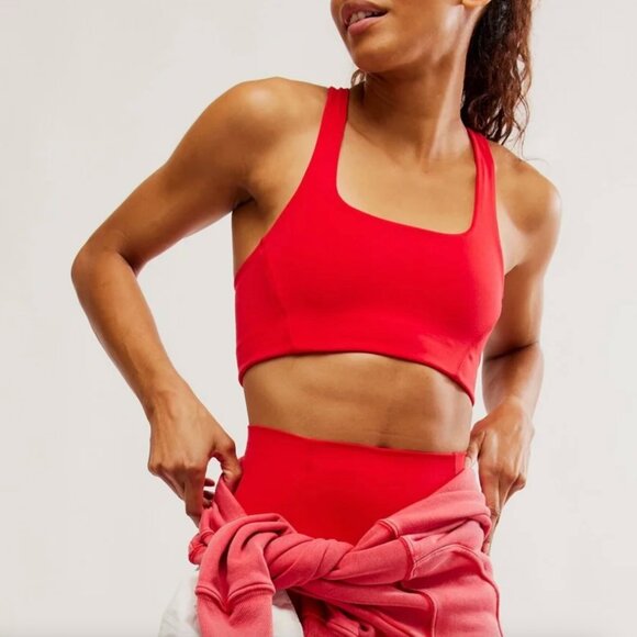 FP Movement by Free People Other - Free People Movement "Never Better" Square Neck Sports Bra in Red
